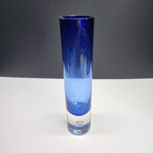 Hadeland Will Johansson Glass Bubble Vase Blue 8.5'' Tall